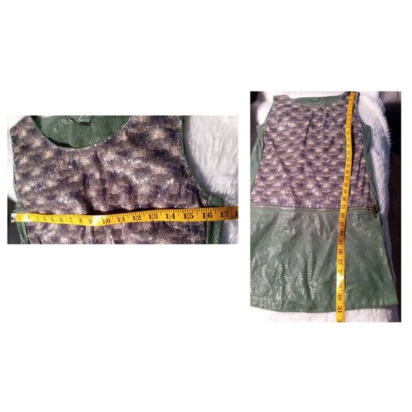 Custo Barcelona Green Sequin Glitter Knee Length Shift Dress Sz 2 - Picture 8 of 8